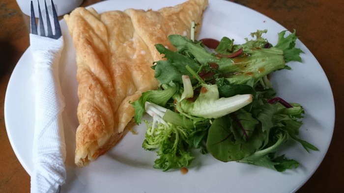 Savoury pastry with a side of salad